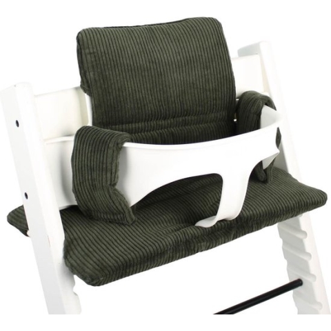 Stoelverkleiner TrippTrapp - Geschikt voor Stokke Tripp Trapp Kussenset - Kinderstoel Verkleiner - Perfecte Pasvorm - Luxe Velvet / Zacht Katoen en Extra Dik - Groen - Ribstof