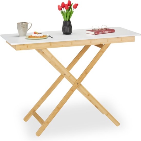 Relaxdays klaptafel bamboe - eettafel inklapbaar - balkontafel - keukentafel verstelbaar