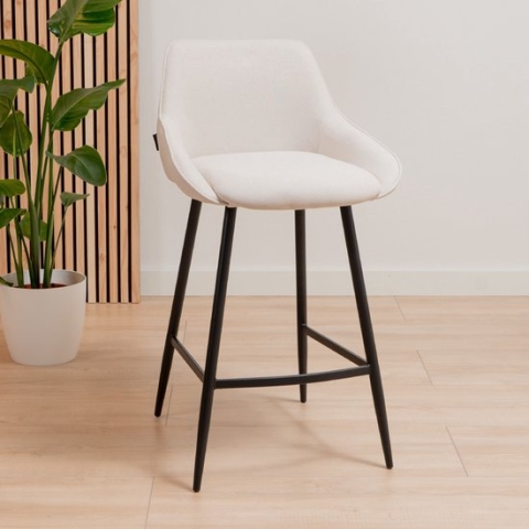 Bronx71® Scandinavische barkruk Lova gerecyclede stof beige 68 cm
