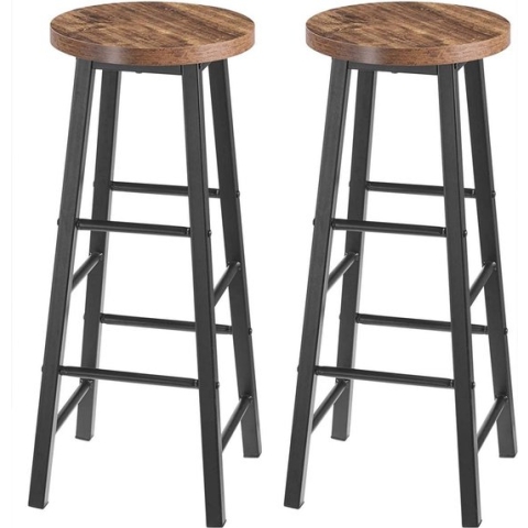 Hoge barkrukken Maxi - Zithoogte 71cm - Bruin - Set van 2 - Keuken - Barstoelen - Zonder rugleuning - Hout