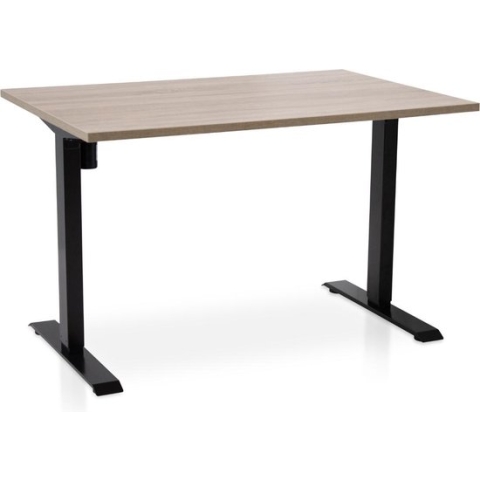 Zit-sta bureau elektrisch verstelbaar - MRC EASY | 120 x 80 cm | frame zwart - blad midden eiken