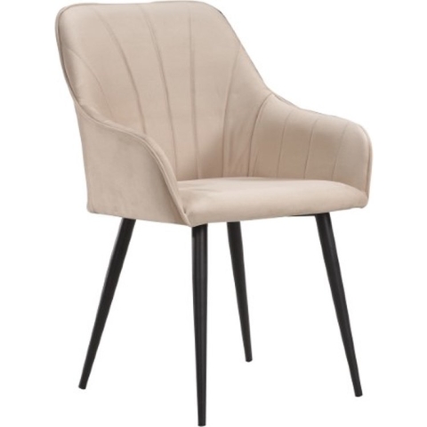 Soof&Tess - Ferrara Eetkamerstoel - Beige - Fluweel - Velvet - Industrieel - Met armleuning - Easy Clean Stoffen - Hoge Kwaliteit