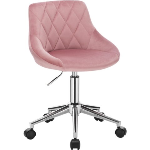 Bureaustoel deluxe - Voor volwassenen - Roze - Op wielen - Ergonomische bureaustoel - Velvet - In hoogte verstelbaar