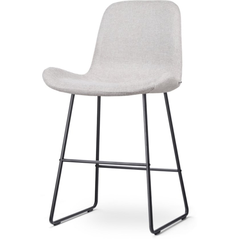 Nolon Nino barkruk beige - zwart onderstel - 65 cm - met rugleuning - stof - kookeiland