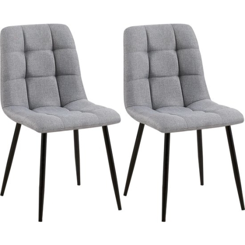 CLP Tilde Set van 2 eetkamerstoelen - Zonder armleuning - Industrieel - grijs Stof