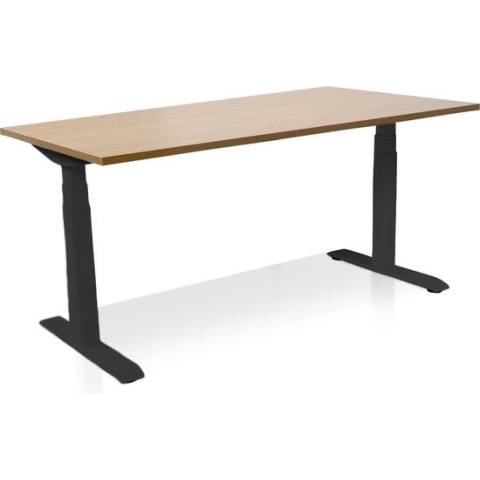 Zit-sta bureau elektrisch verstelbaar - MRC PRO NEN-EN 527 | 140 x 80 cm | frame zwart - blad havanna | memory functie met USB | 150kg draagvermogen