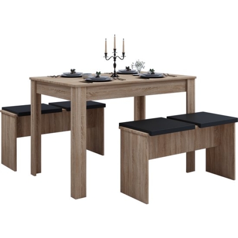 Esal eethoek Eettafel en 2 bankenSonoma eiken decor.