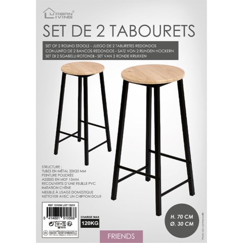 2 ronde barkrukken van Urban Living