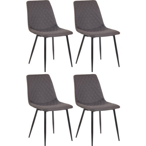 CLP Telde Set van 4 Eetkamerstoelen - Zonder armleuning - Metaal frame - Stof - donkergrijs