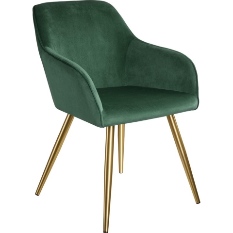 Stoel - eetkamerstoel - Marilyn fluweellook goud donkergroen/goud - 403651