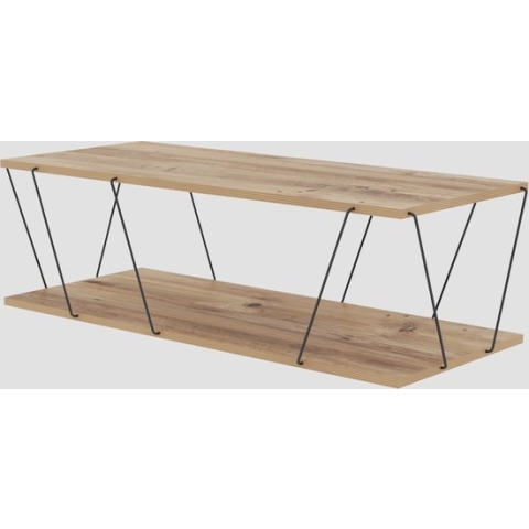 Stijlvolle Salontafel - Zwart & Eiken Design - 120x30x50cm - Duurzaam Melamine Materiaal