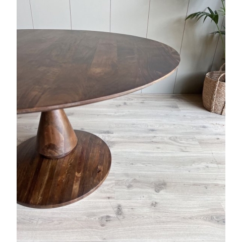 Old Inn - Eetkamertafel Mango Rond Walnoot 150cm