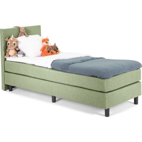 Kinder Boxspring luxe 120x190 Glad Hoofdbord lentegroen
