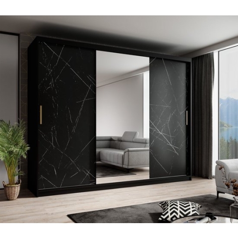 Meubella - Kledingkast Marmer 2 - Zwart - 250 cm