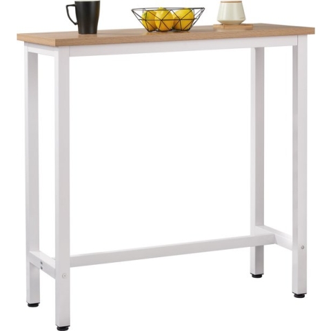Bartafel - Hoge Tafel - Voor Keuken & Bar - Bartafels - Tafels - MDF Tafelblad & Metalen Frame - Wit/bruin - 100x 100 x 40 CM