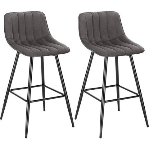 Luxe Barkurk Mambia - Industrial - Grijs - Barkrukken set van 1 - Barstoel Kruk - Barstoelen met rugleuning - Keukenstoel - Velvet