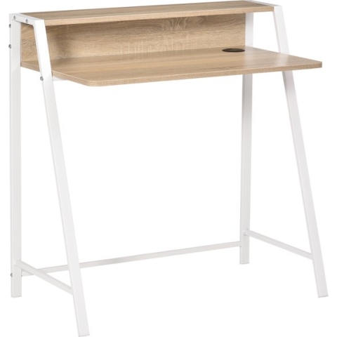 Compact Bureau - Schrijftafel - Computerbureau - Bureautafel - 84 x 45 x 85cm - Wit/Hout
