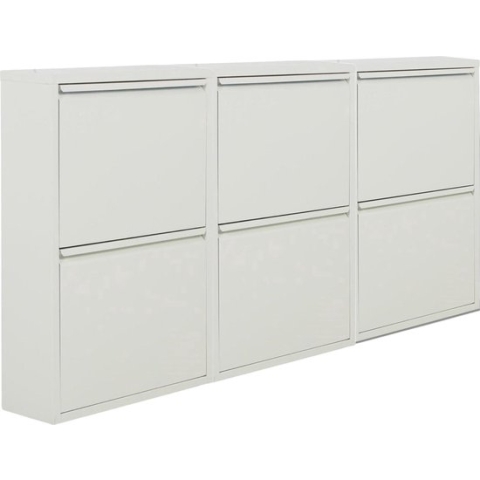Naturn Living Metalen schoenenkast 6 - deurs - set van 3 | 166,5 x 17 x 75 cm | Functionele en compacte schoenenkast voor het stijlvol opbergen van jouw schoenen verzameling | Schoenenrek | Mat wit