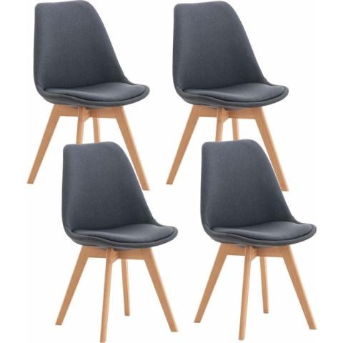 CLP Linares Set van 4 eetkamerstoelen donkergrijs Stof