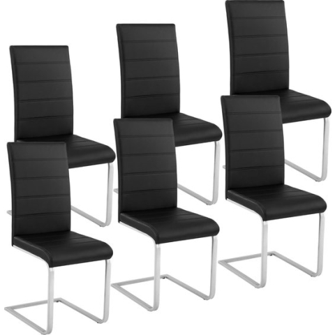 Tectake - set van 6  Eetkamerstoelen -  Bettina – zwart - 403895