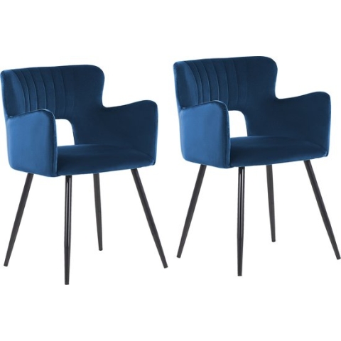 SANILAC - Eetkamerstoel set van 2 - Blauw - Fluweel