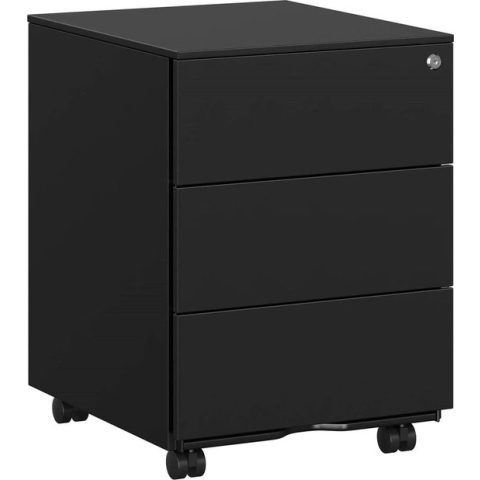 Mazazu - Ladekast - Archiefkast - Kantoor - Industrieel - 3 Schuiflades - Metaal - Zwart - 39x45x55