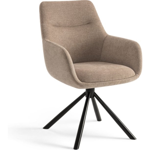Furnihaus Draaibare - Eetkamerstoelen met armleuning set van 4 - Olivia - Taupe - Stof