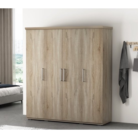 Interiax Kledingkast 'Mila' 4 deuren Sonoma (183x160x52cm)