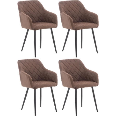 CLP Shila Set van 4 Eetkamerstoelen bruin Stof