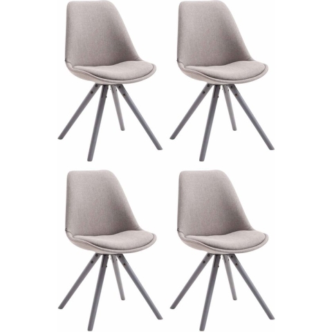 CLP Toulouse Set van 4 stoelen - Rond - Stof grijs grijs
