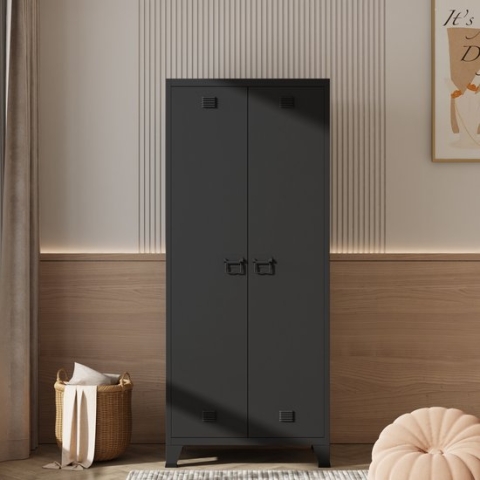Metalen kast Hankasalmi 180x90x40 cm zwart