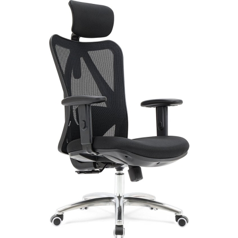 LifeGoods Ergonomische Bureaustoel - Volwassenen - Verstelbaar - Netbekleding - Zwart/Chroom