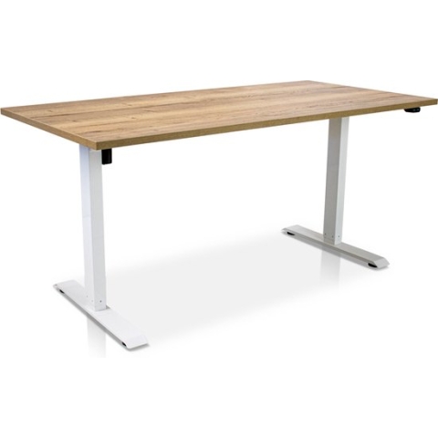 Zit-sta bureau elektrisch verstelbaar - MRC EASY | 160 x 80 cm | frame wit - blad robuust eiken