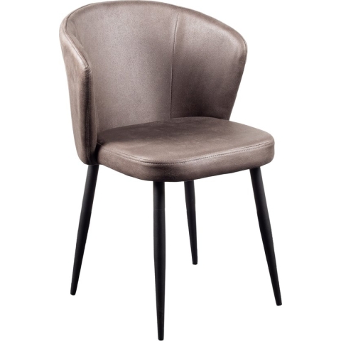 Wave Eetkamerstoel Antraciet - Microfiber - Zwart stalen poten - Design woonkamerstoel