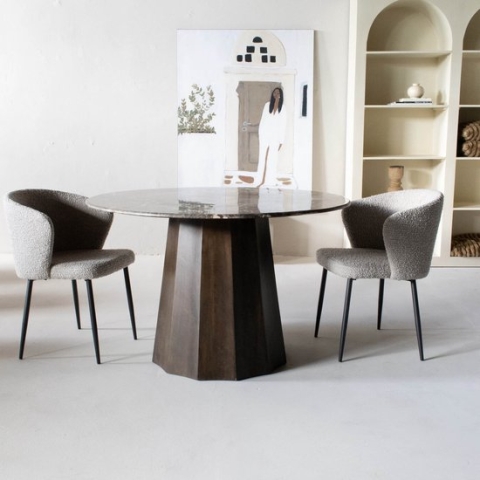 Eettafel Bruin - Marmer - 120x120x76cm - Eettafel Senna - Giga Meubel