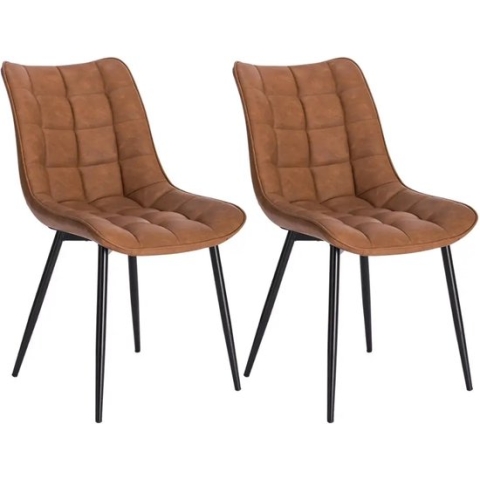 BukkitBow - Luxe Keukenstoel - Leren Stoelen - Set van 2 Stuks (46,5CM Hoog) - Licht Bruin