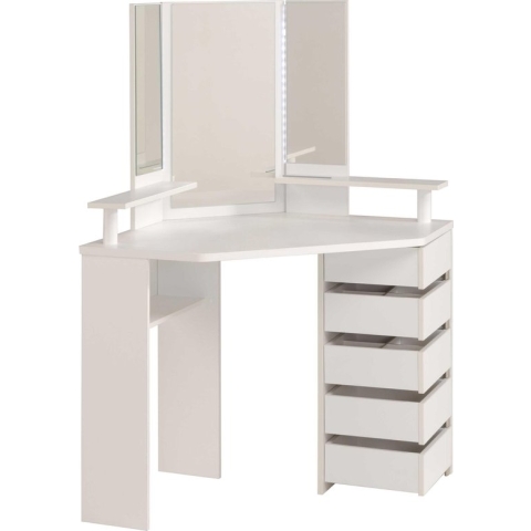 Hoek kaptafel Volage met verlichting - wit