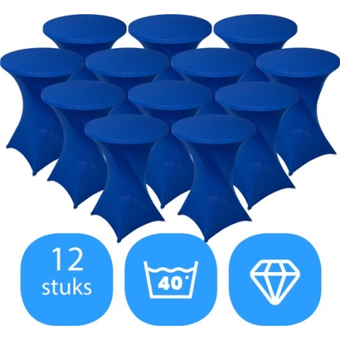 Statafelrok Blauw x 12 – ∅80-85 x 110 cm – Stretch 12 stuks – Tafelrok voor Statafel – Geschikt voor Horeca Evenementen | Sta Tafel Hoes | Staantafelhoes | Cocktailparty | Trouwerij