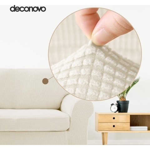 Rekbare Bankhoes met Armleuning, Stretch Bankhoezen Beschermer voor Fauteuil 3-Zits, Geschikt voor Woonkamer, Slaapkamer, 180-235 cm, Wit