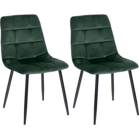 CLP Tilde Set van 2 eetkamerstoelen - Zonder armleuning - Industrieel - groen Fluweel