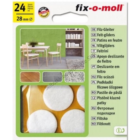Fix-o-moll viltglijder rond 28mm wit