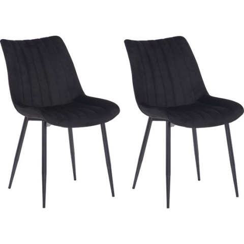 CLP Rahden Set van 2 Eetkamerstoelen - Fluweel zwart