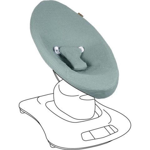 Ukje Wipstoelhoes geschikt voor 4Moms Mamaroo 4 Wipstoel - Hoes met Waterdichte Voering ter Bescherming van je Stoel - Perfecte Pasvorm - Makkelijk Wasbaar - Zacht Katoen - Jade Wafelstof