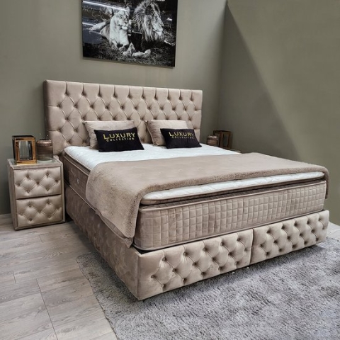 Boxspring bed met opbergruimte - 160x200 cm  Chester Deluxe  velvet taupe