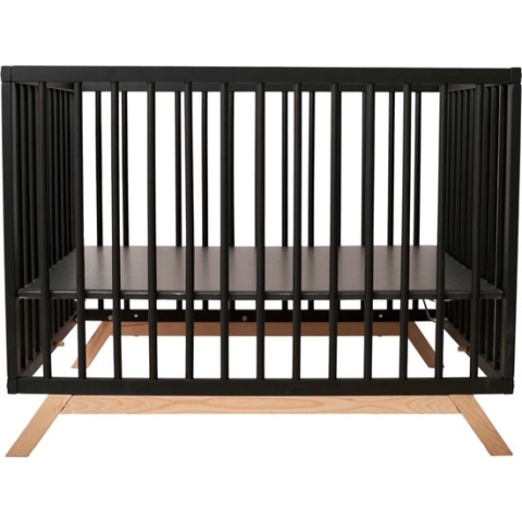 Prénatal box schuine poot - Baby box - Ronde spijlen - 100 x 75 cm - Zwart