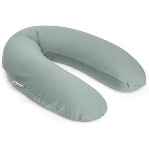 Doomoo Buddy - Voedingskussen - Zwangerschapskussen - Zijslaapkussen met superfijne en extra stille microkorrels - Bio katoen - 180cm - Tetra Jersey Green