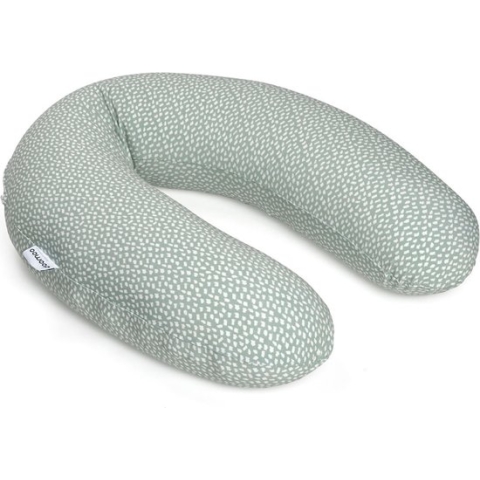 Doomoo Buddy - Voedingskussen - Zwangerschapskussen - Zijslaapkussen met superfijne en extra stille microkorrels - Bio katoen - 180cm - Cloudy Kaki