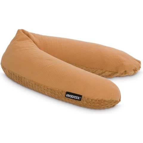 Snoozzz voedingskussen Zwangerschapskussen Zijslaapkussen - geruisloze microparel vulling - 185 cm - Camel bubble
