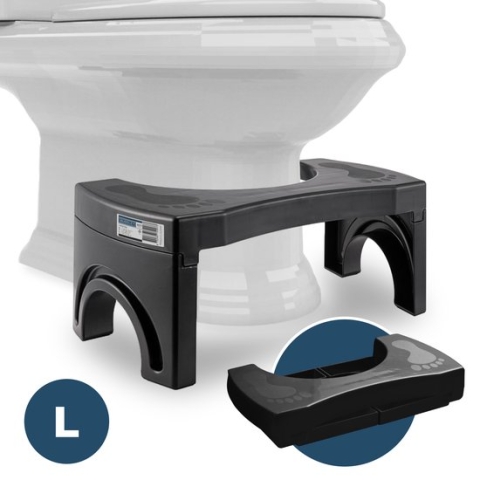 BUDDLEY® WC Krukje Opvouwbaar Zwart – Toilet Squatty, WC Opstapje Inklapbaar Volwassen en Kinderen – Potty Training – Toiletkrukje Juiste houding