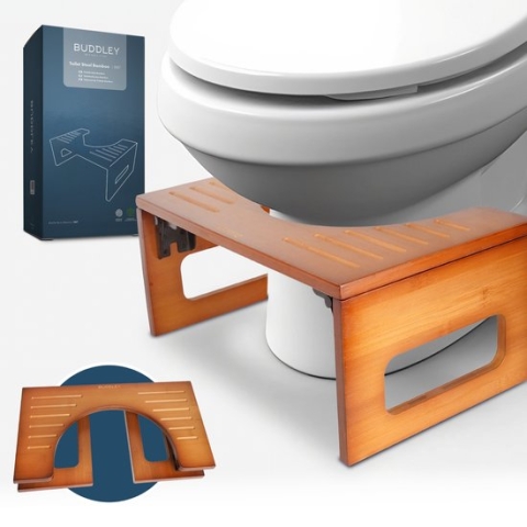 BUDDLEY® Toiletkrukje Bamboe Inklapbaar - Luxe WC Krukje - Toilet Squatty hout - Potty Toilet Krukje Peuter - Opstapkrukje - Opstapje voor Kinderen - WC Krukje Volwassenen Bamboo - WC Krukje voor de juiste houding